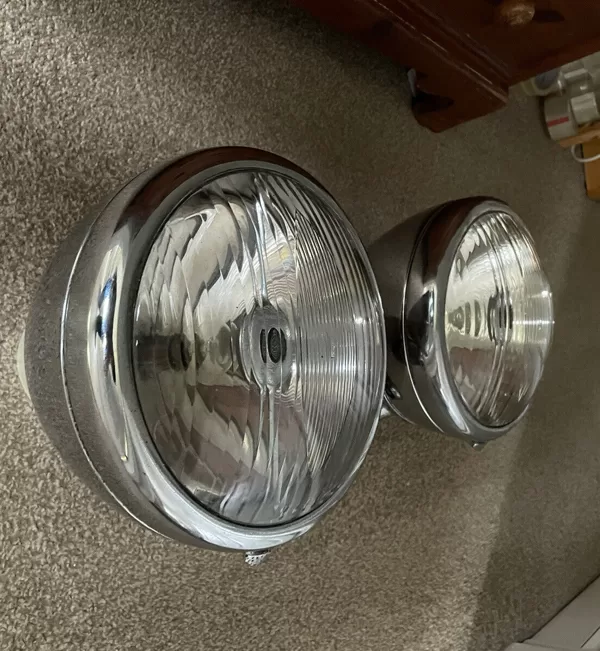 NOW SOLD Vintage Lucas MBD 166 Pair Dipping Head Lights, Alvis TA 14